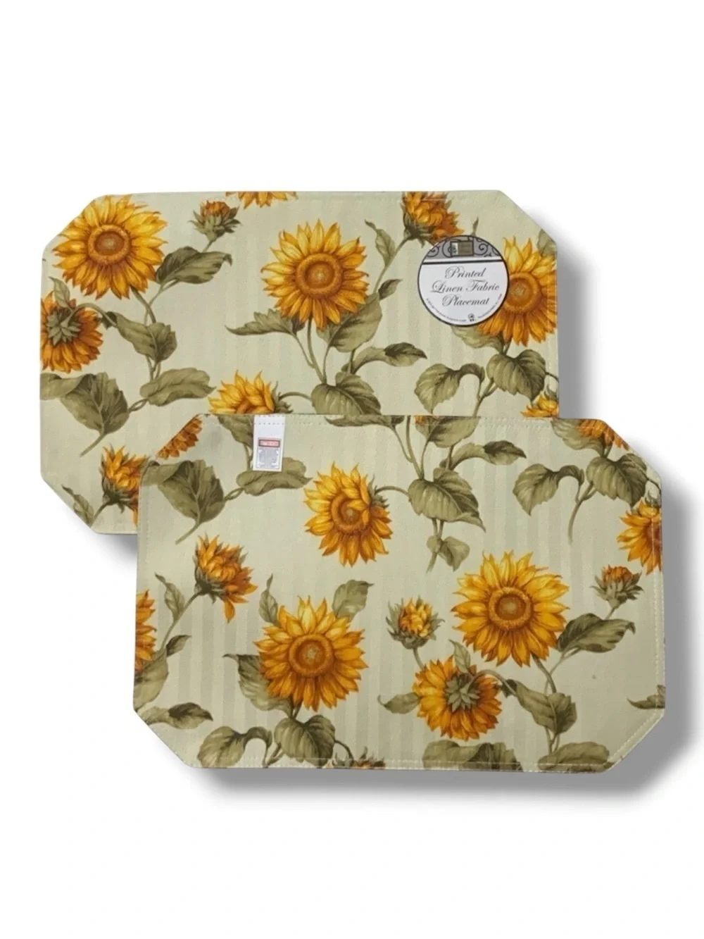 Placemats 8 Sunflower Fabric Reversible Printed Linen Set Multicolor Yellow